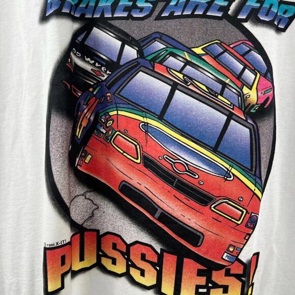 Vintage 1999 X-IT! Nascar Style “Brakes Are For P-ssies” T-Shirt 90s Sleeveless - Picture 4 of 4